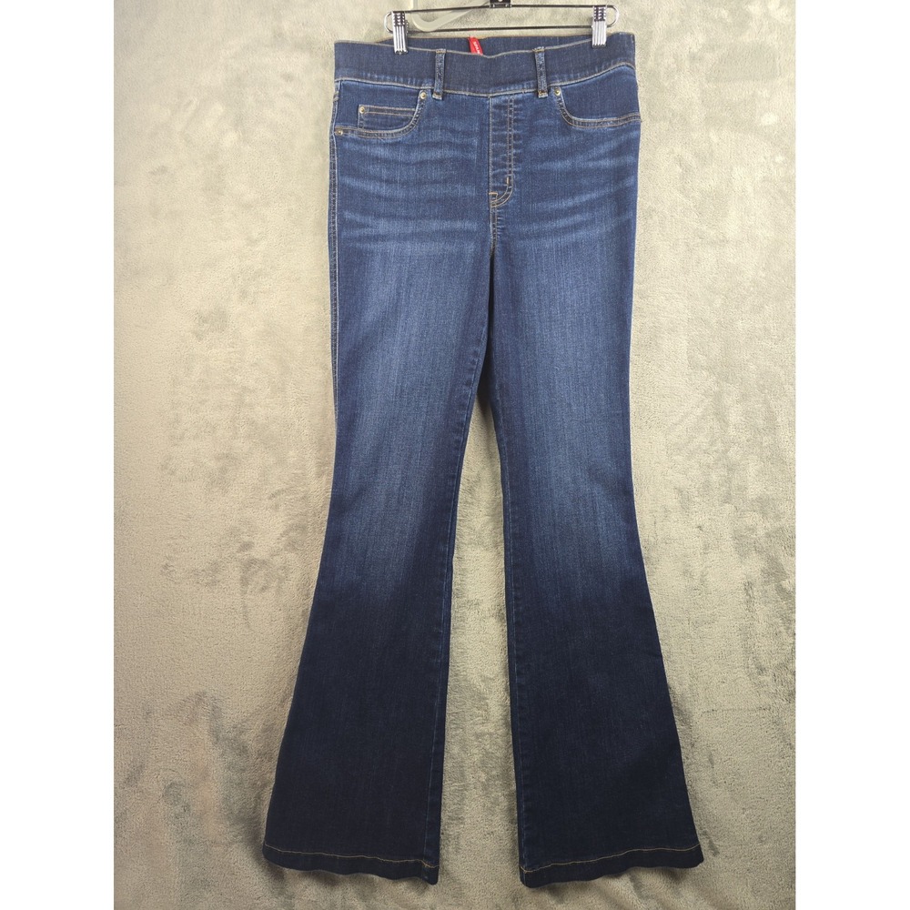 Spanx Jeggings Women's Large Blue Flare Leg Pull On Stretch Comfort Shaping
